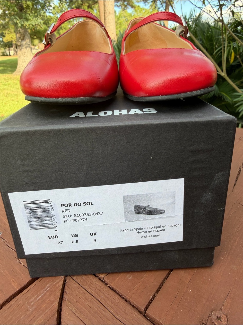 ALOHAS Por Do Sol Red Leather Mary Jane Ballet Flats EU 37 US 6.5 $190 - Picture 4 of 15